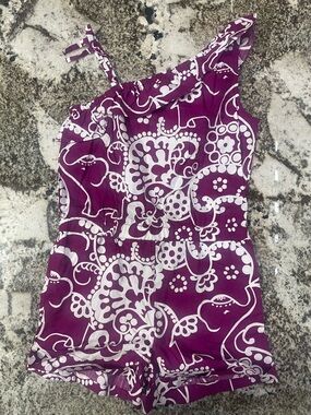 Gymboree Girls Size 7 “Spice Market” Purple Paisley 1-Shoulder Romper